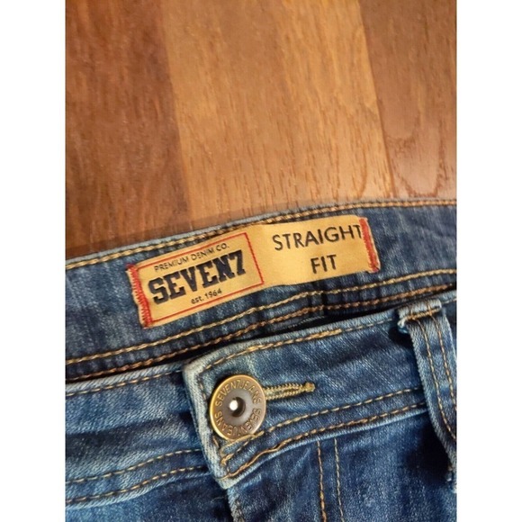 Seven 7 Straight Fit Medium Wash Denim Jeans Mens 30 x 30 Embroidered Stretch - Picture 2 of 6